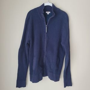 Merona Blue Zip Waffle Knit Cardigan Sweater Size XL